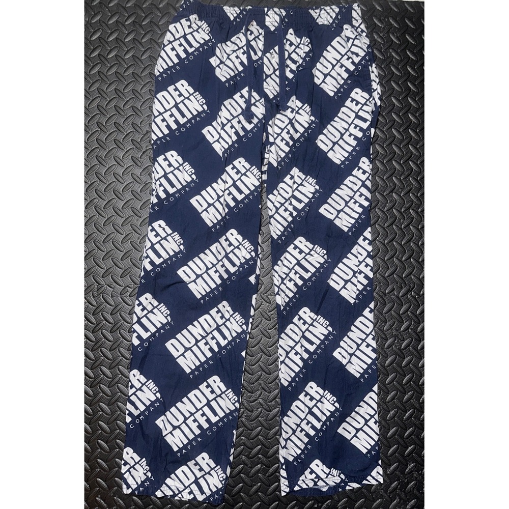 The Office Dunder Mifflin Pajama Pants Mens Medium Navy Blue Cotton Lounge Sleep